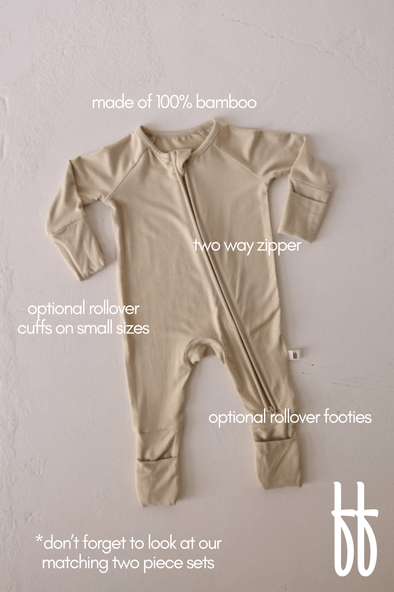 Bamboo Zip Pajamas | Limestone - Tenth & Pine - pajamas - Newborn
