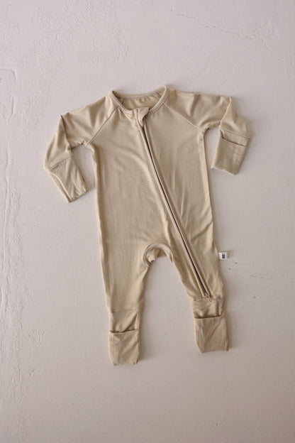 Bamboo Zip Pajamas | Limestone - Tenth & Pine - pajamas - Newborn
