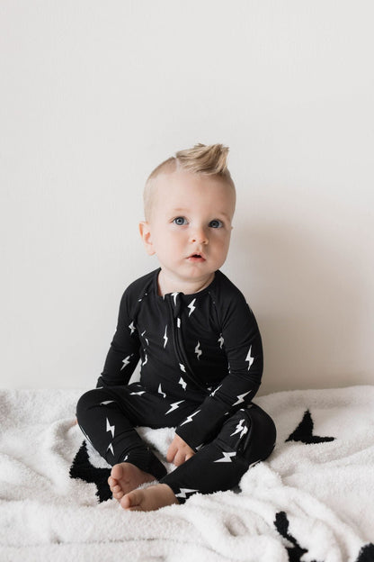 Bamboo Zip Pajamas | Midnight Lightning Bolt - Tenth &amp; Pine - pajamas - Newborn