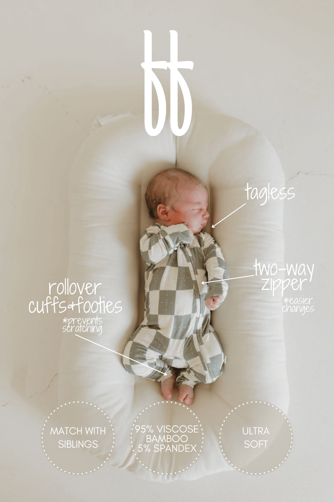 Bamboo Zip Pajamas | Oat &amp; Sage - Tenth &amp; Pine - Pajamas - Newborn