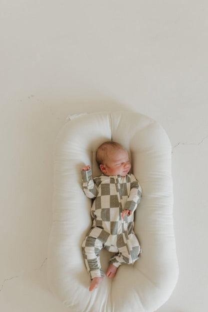 Bamboo Zip Pajamas | Oat & Sage - Tenth & Pine - Pajamas - Newborn