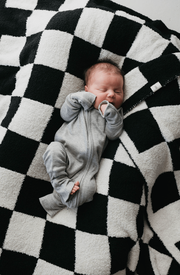 Bamboo Zip Pajamas | Ribbed Grey - Tenth &amp; Pine - Newborn