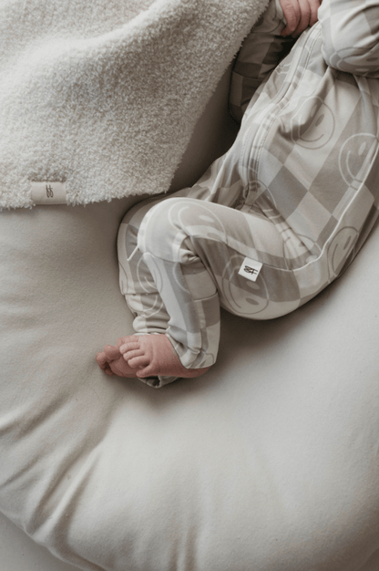 Bamboo Zip Pajamas | Smile Checkerboard - Tenth &amp; Pine - Newborn