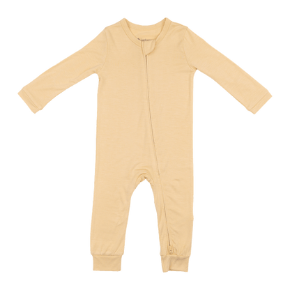 Larkspur Baby Zip Romper in Golden Sand