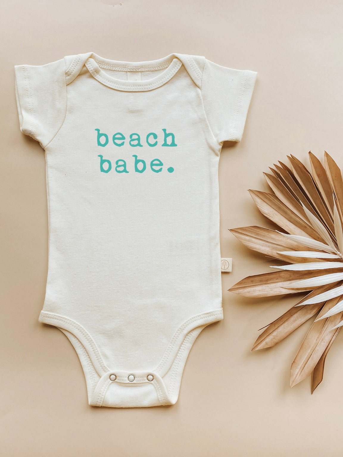 Beach Babe Seafoam Organic Cotton Short Sleeve Baby Bodysuit - Tenth &amp; Pine - Short Sleeve Onesie - 0 - 3M - Tenth &amp; Pine