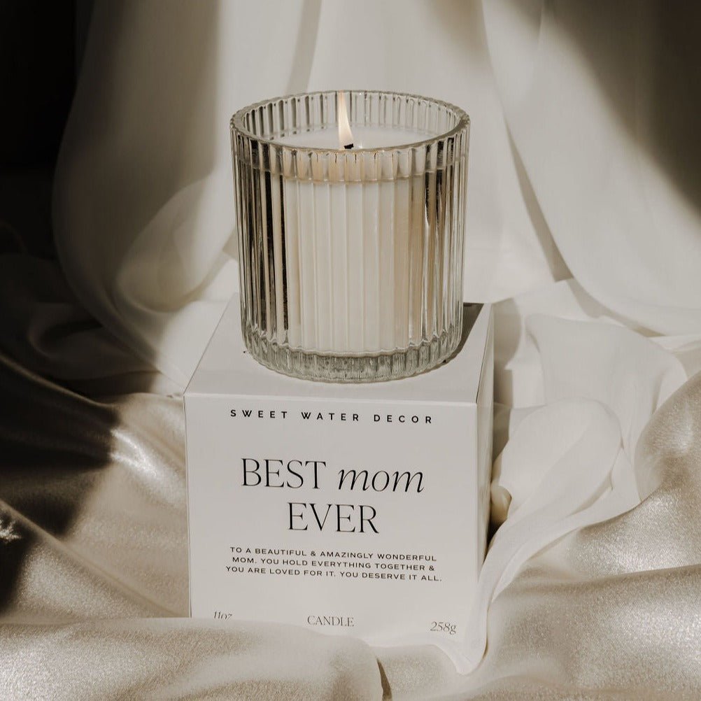 Best Mom Ever Soy Candle - Ribbed Glass Jar with Box - 12 oz - Tenth & Pine - Candles - 