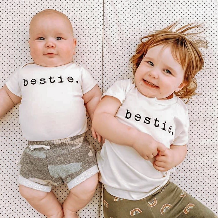 Bestie Onesie®, Baby, Girl, Boy, Infant, Toddler, Newborn, Organic, Bodysuit, Outfit, One Piece, Unisex, Gender Neutral, Words, Quote - Tenth &amp; Pine - Bodysuits