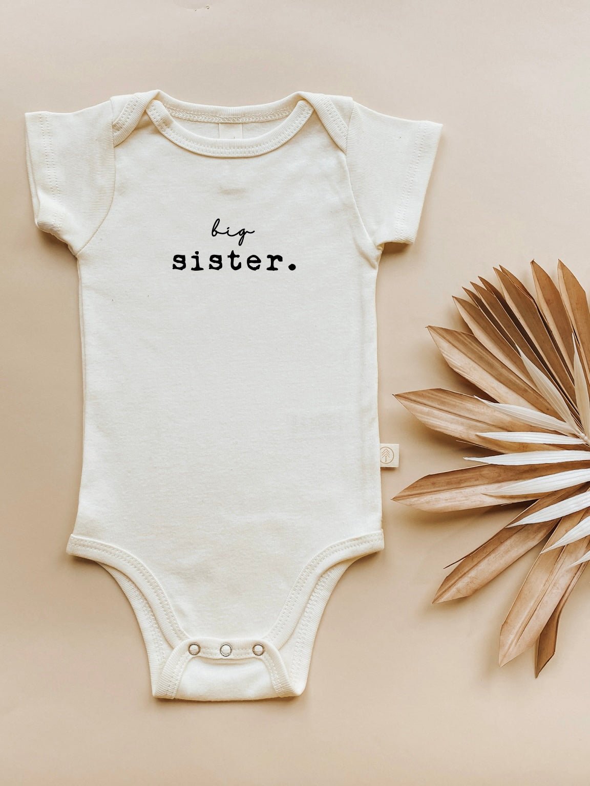 Big Sister Organic Cotton Short Sleeve Baby Bodysuit - Tenth &amp; Pine - Short Sleeve Onesie - 12 - 18M - Tenth &amp; Pine