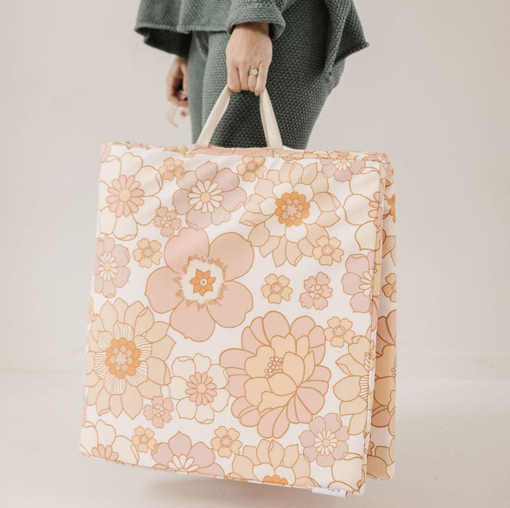 Blooms Vegan Leather Mat - Tenth &amp; Pine - Vegan Leather Padded Mat - Mega