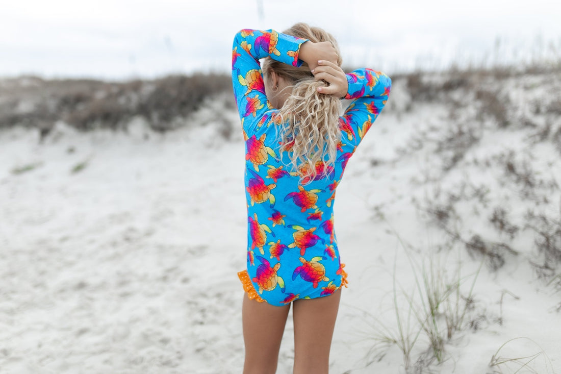 Blue Rainbow Turtle Zip Swimsuit - Tenth &amp; Pine - Swimsuit - 2 - Oopsie Daisy