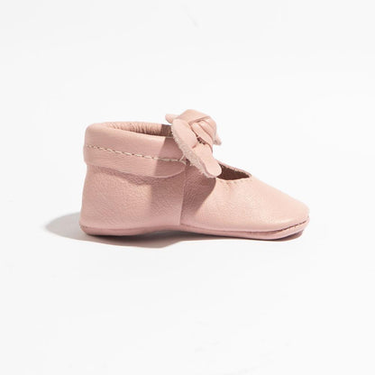 Blush Knotted Bow Baby Shoe - Tenth &amp; Pine - Knotted Bow Mocc - Soft Sole - Newborn