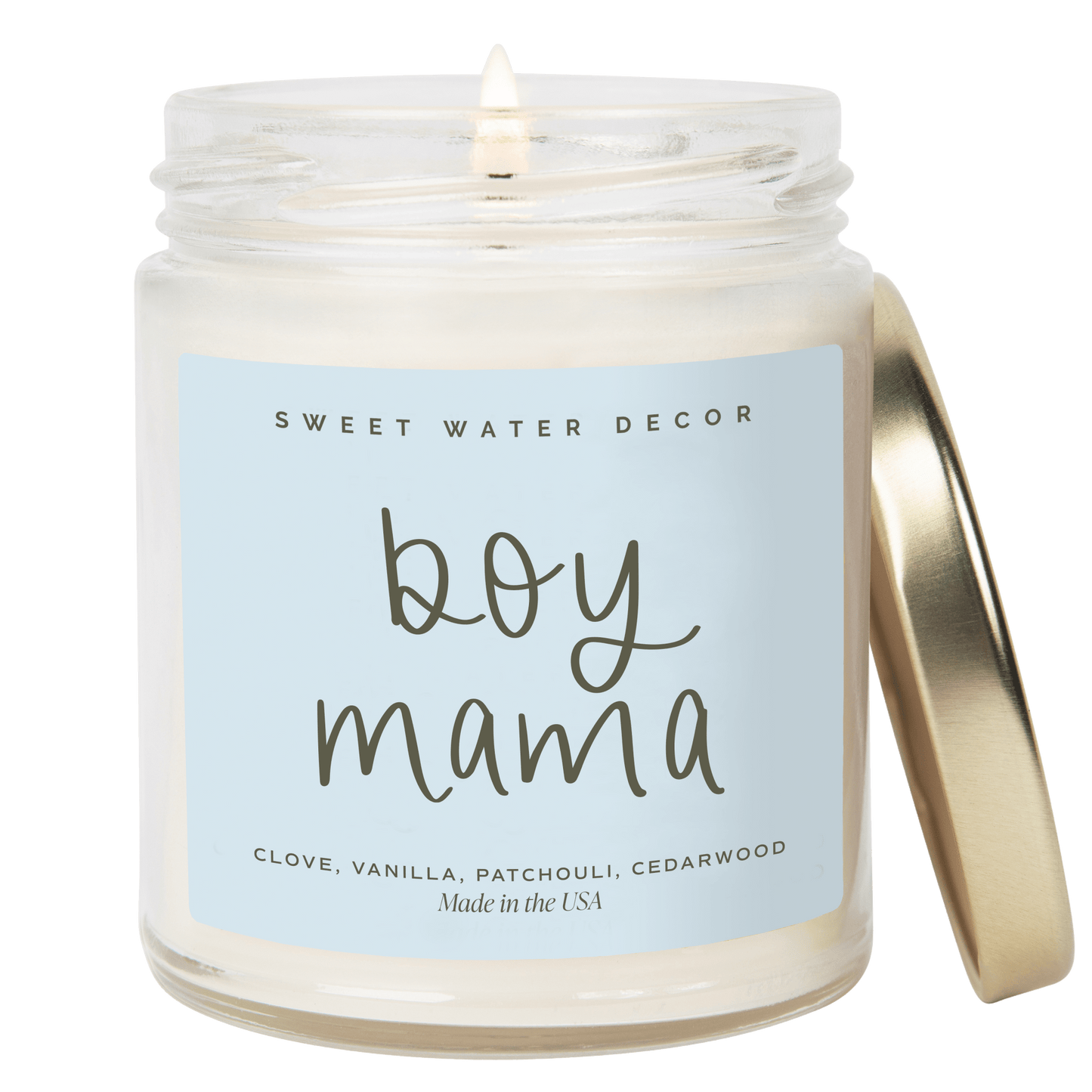 Boy Mama Soy Candle - Clear Jar - 9 oz (Palo Santo Patchouli) - Tenth & Pine - Candles - 