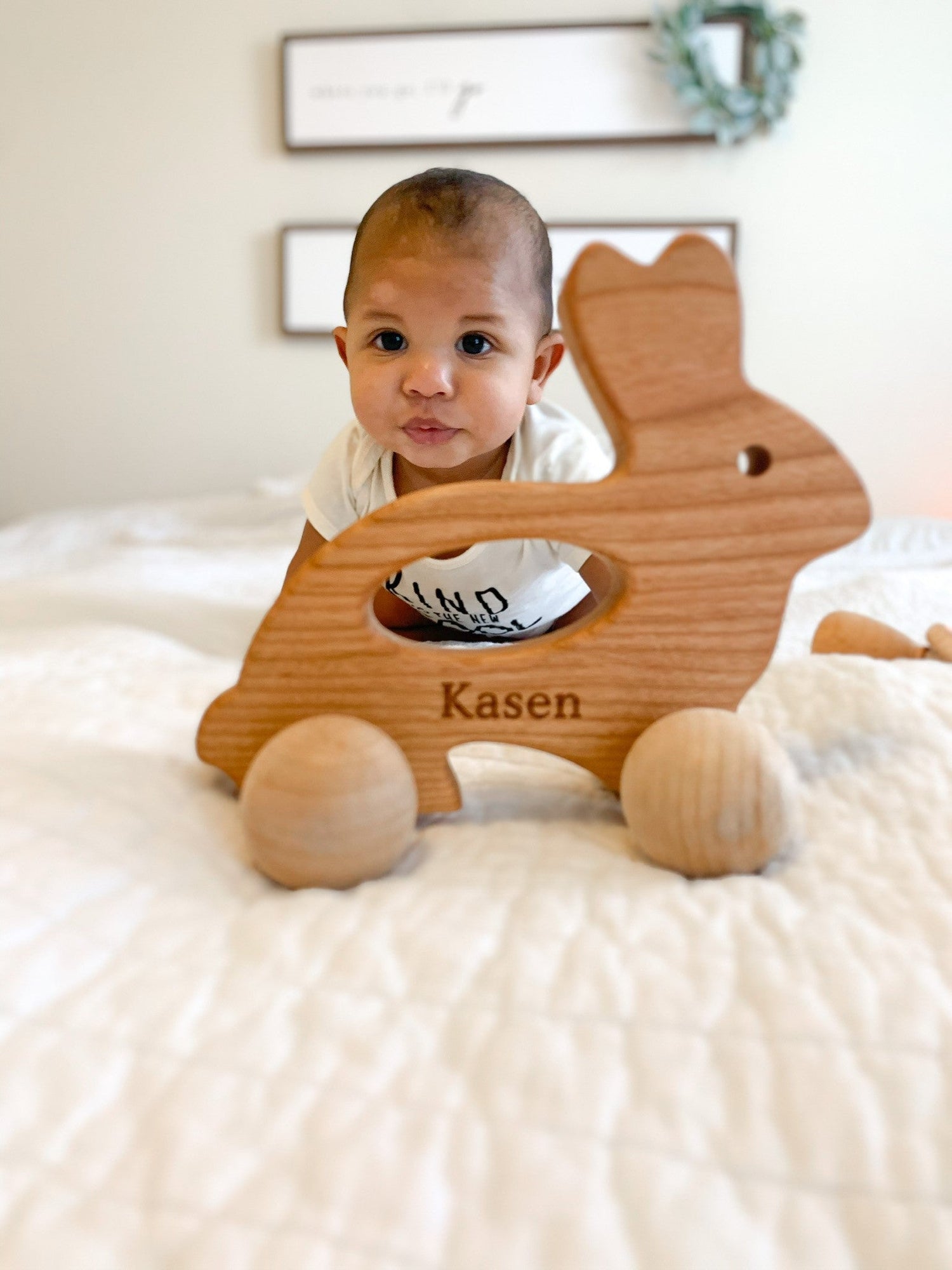 Bunny Push Wooden Toy - Tenth &amp; Pine - Push &amp; Pull Toys - 
