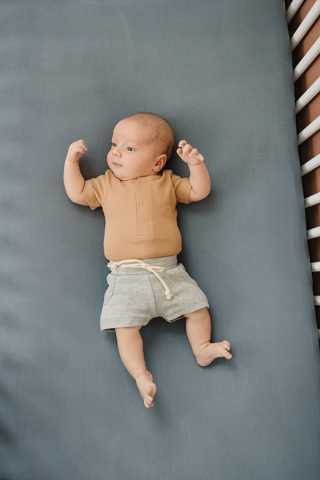 Cafe Organic Cotton Ribbed Snap Bodysuit - Tenth &amp; Pine - NB - Mebie Baby