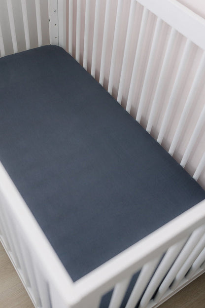 Charcoal Bamboo Stretch Crib Sheet - Tenth &amp; Pine - 