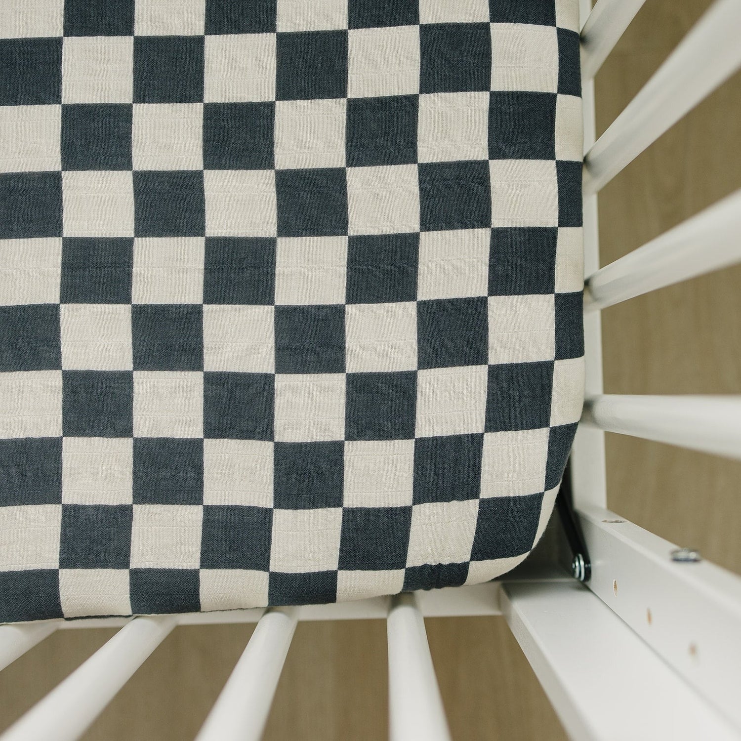 Charcoal Checkered Muslin Crib Sheet - Tenth &amp; Pine - 