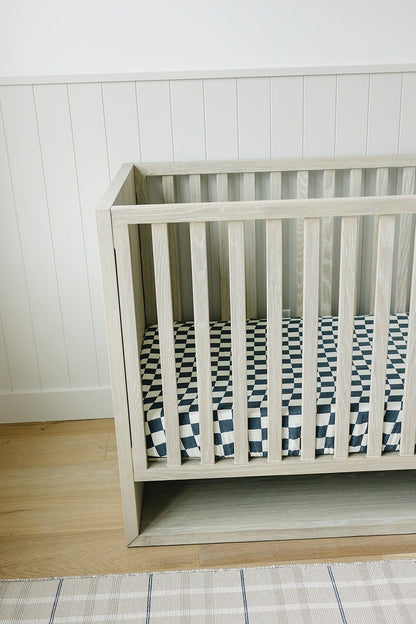 Charcoal Checkered Muslin Crib Sheet - Tenth &amp; Pine - 