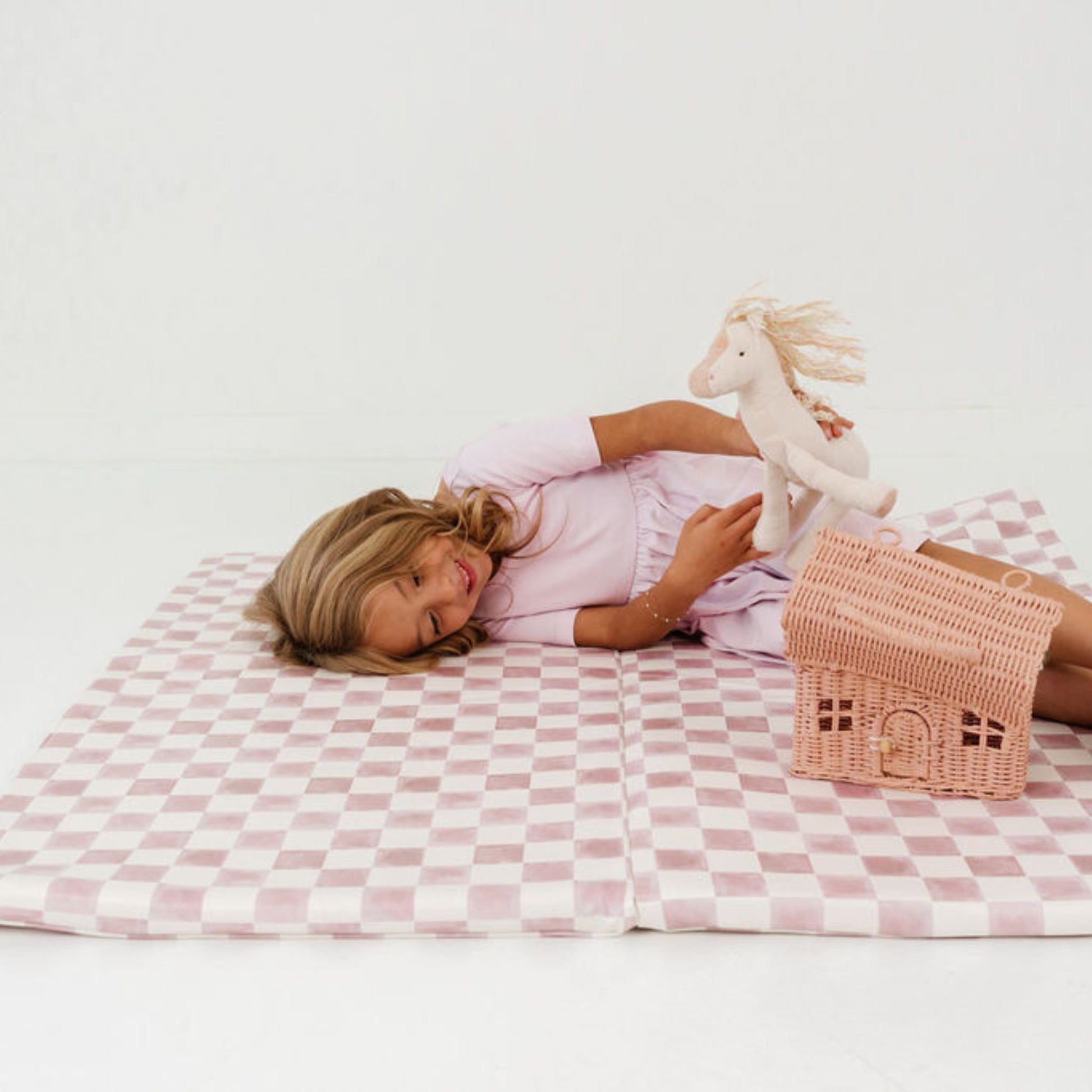 Checker Gumdrop Vegan Leather Mat - Tenth & Pine - Vegan Leather Padded Mat - Standard