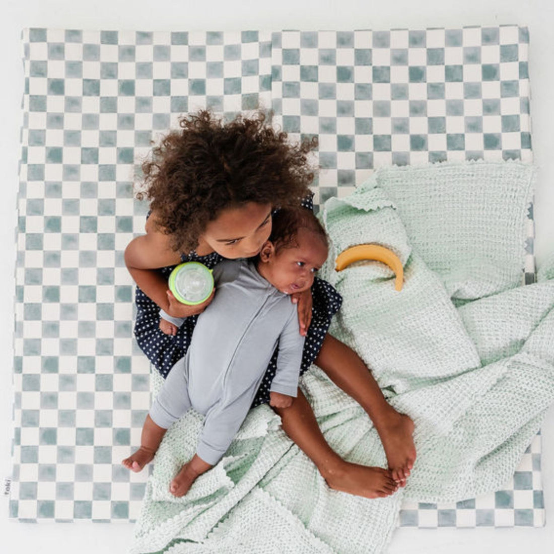 Checker Matcha Vegan Leather Mat - Tenth &amp; Pine - Vegan Leather Padded Mat - Standard