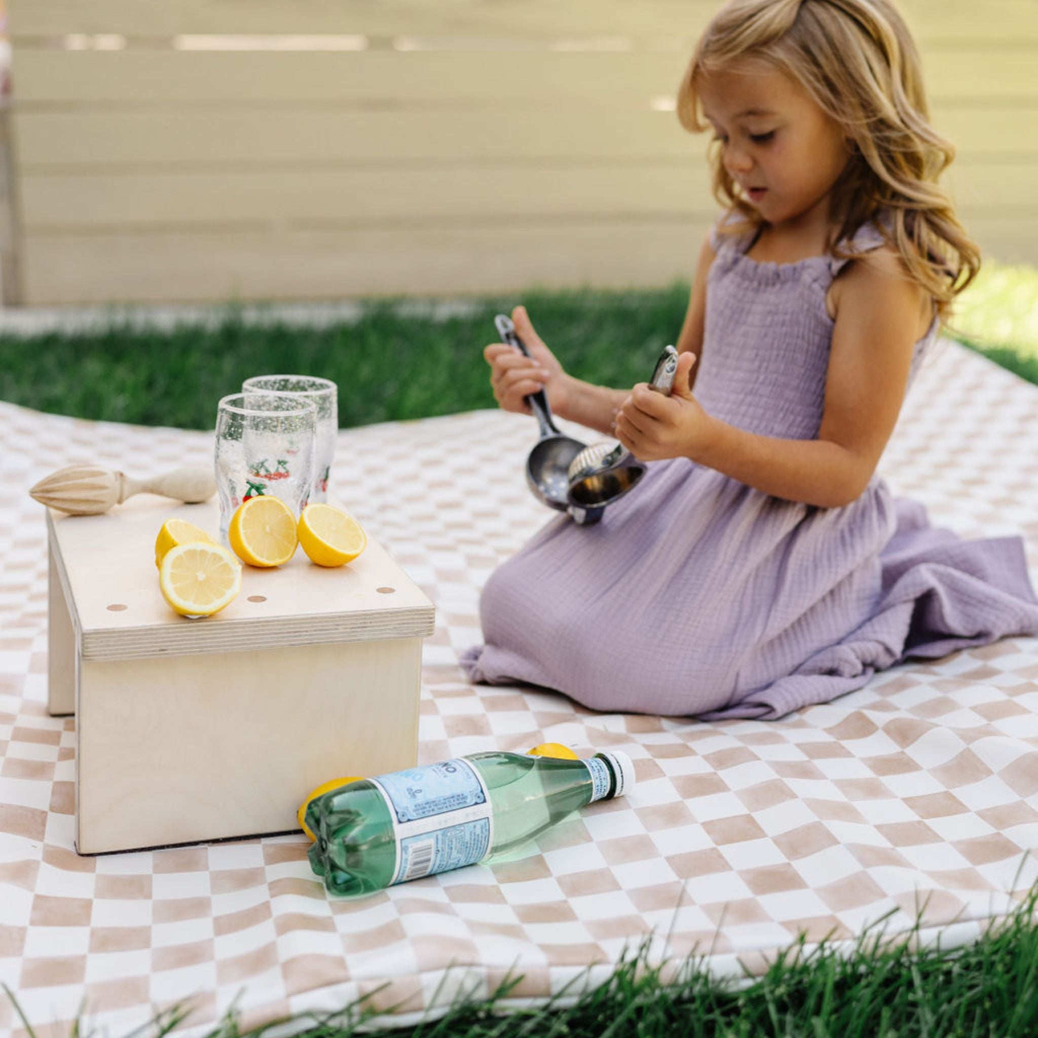 Checker Toffee Vegan Leather Mat - Tenth &amp; Pine - Vegan Leather Padded Mat - Mega