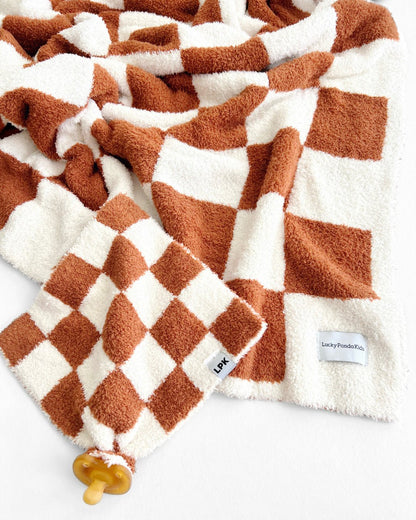 Checkered Plush Blanket | Copper - Tenth &amp; Pine - Plush Blanket - 