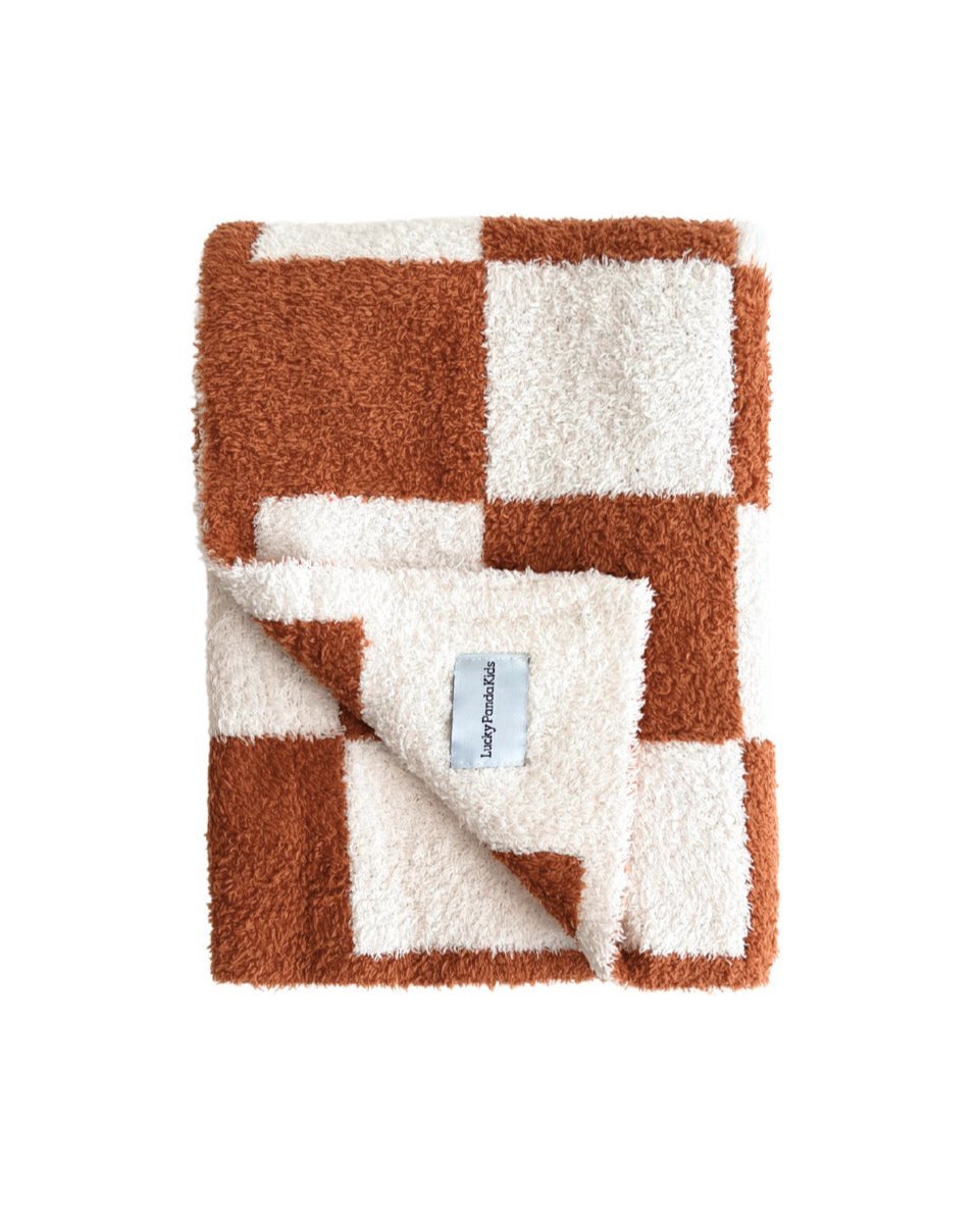 Checkered Plush Blanket | Copper - Tenth &amp; Pine - Plush Blanket - 