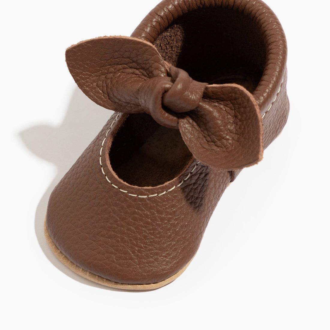 Chestnut Knotted Bow Baby Shoe - Tenth &amp; Pine - Knotted Bow Mocc - Soft Sole - 1