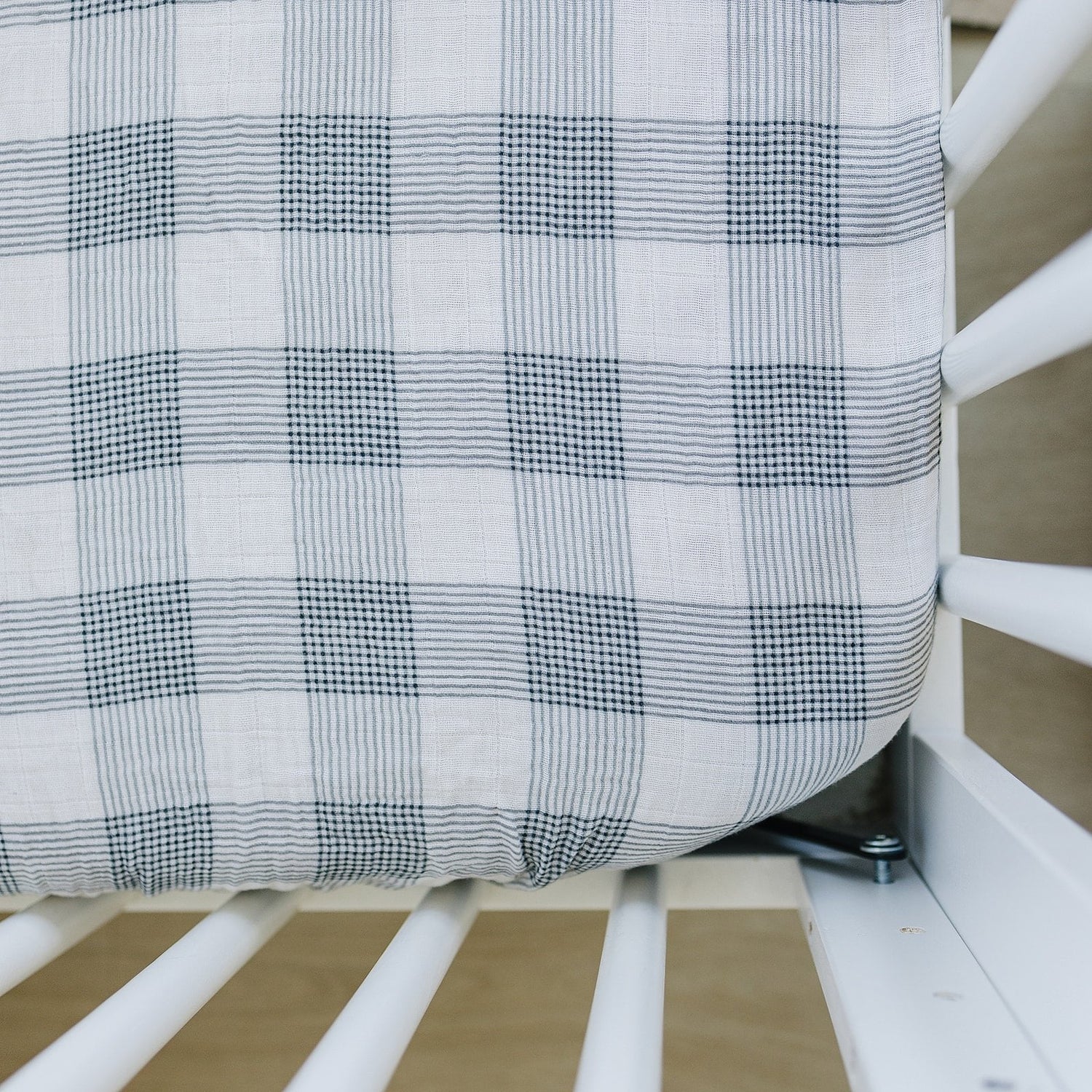 Coastal Plaid Muslin Crib Sheet - Tenth &amp; Pine - 