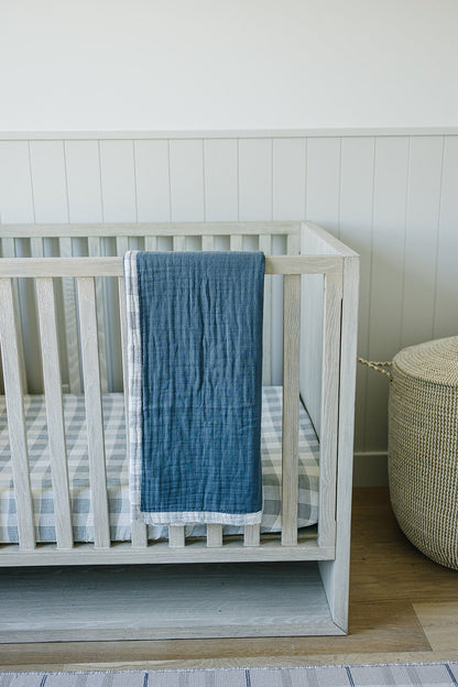 Coastal Plaid Muslin Crib Sheet - Tenth &amp; Pine - 