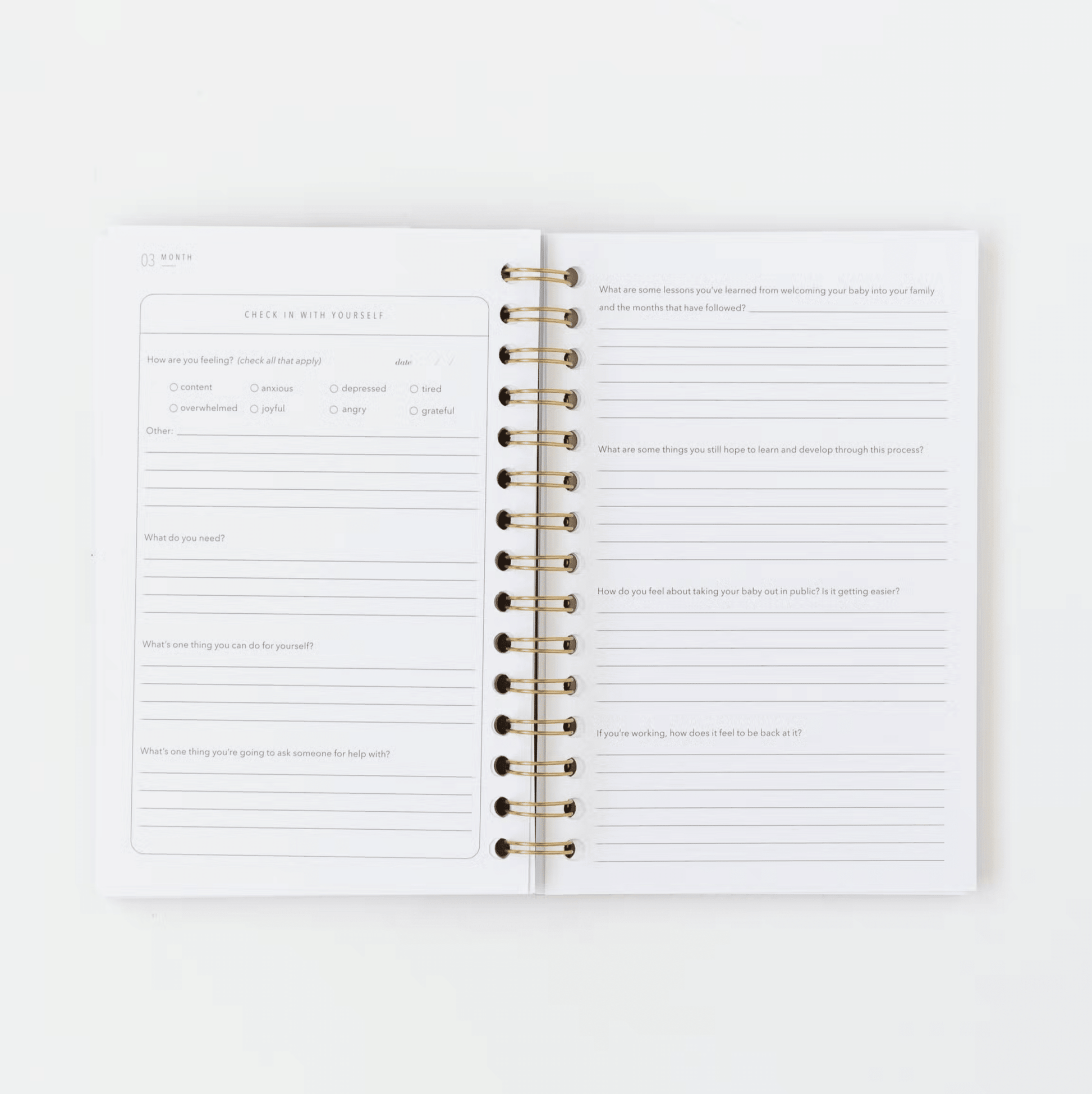 Coil - Bound Postpartum Journal (Cashew) - Tenth & Pine - 