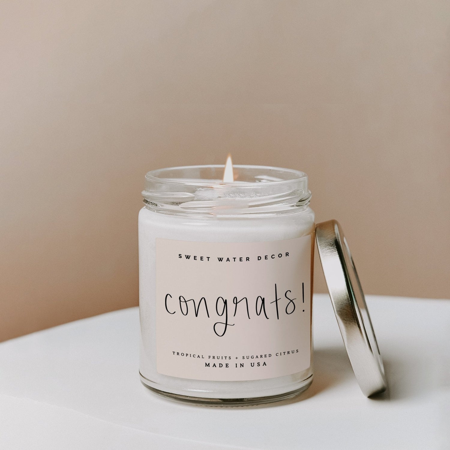 Congrats! Soy Candle - Clear Jar - 9 oz (Island AIr) - Tenth &amp; Pine - Candles - 