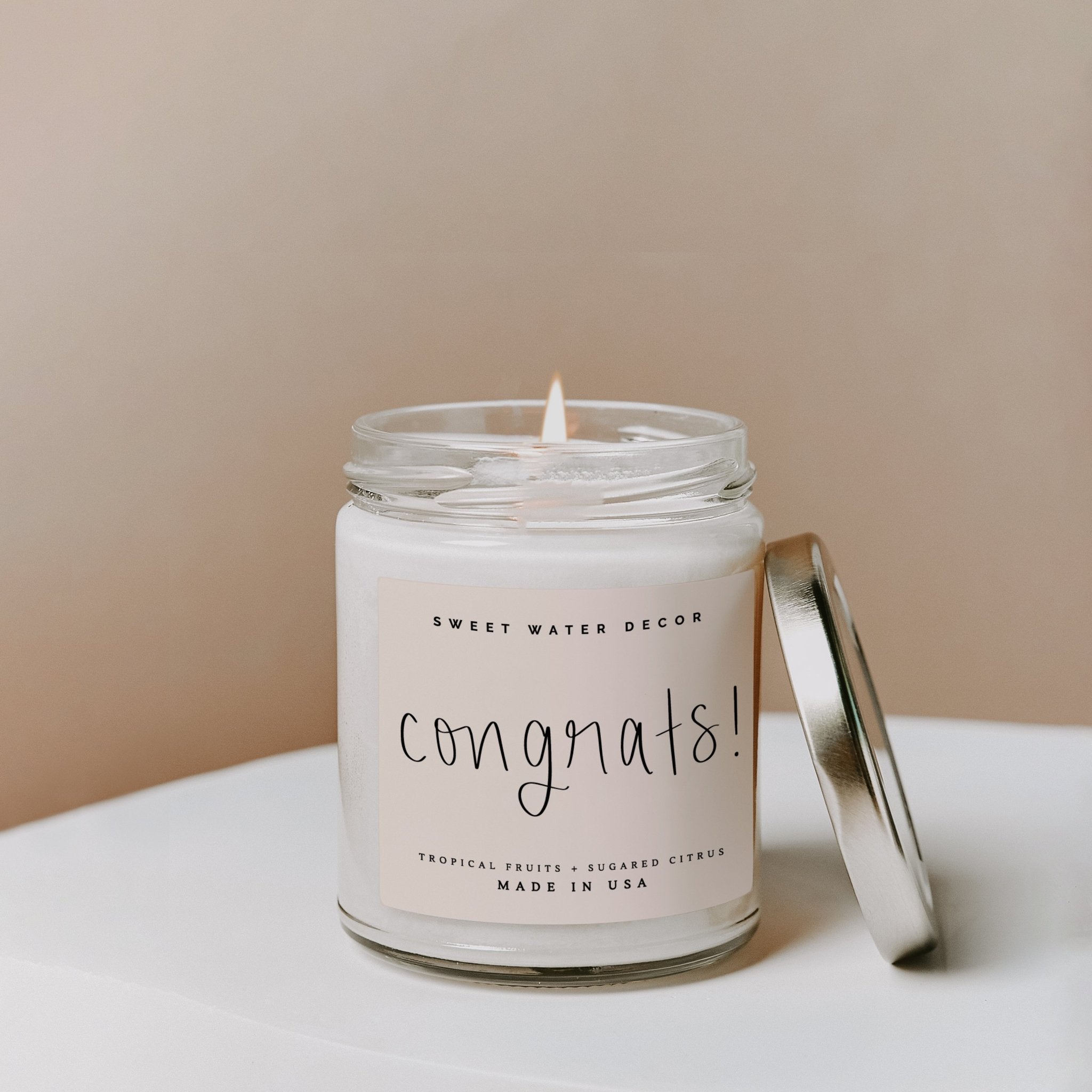 Congrats! Soy Candle - Clear Jar - 9 oz (Island AIr) - Tenth &amp; Pine - Candles - 
