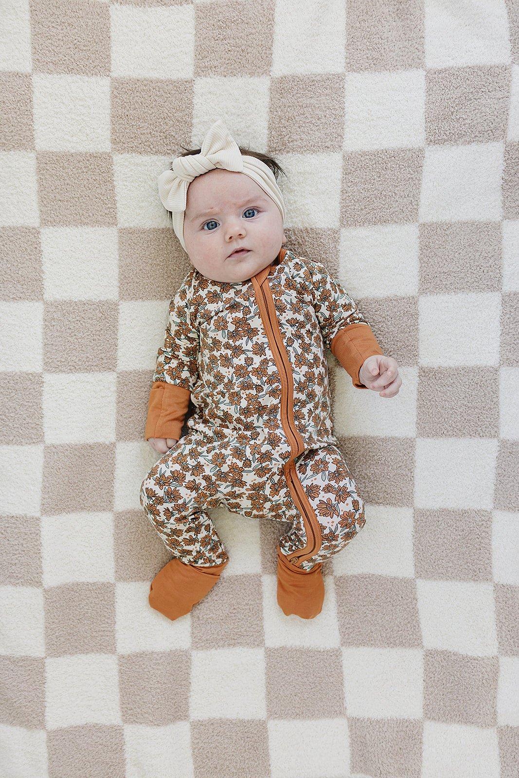 Cream Magnolia Bamboo Zipper - Tenth &amp; Pine - Zip Pajama - NB - Mebie Baby