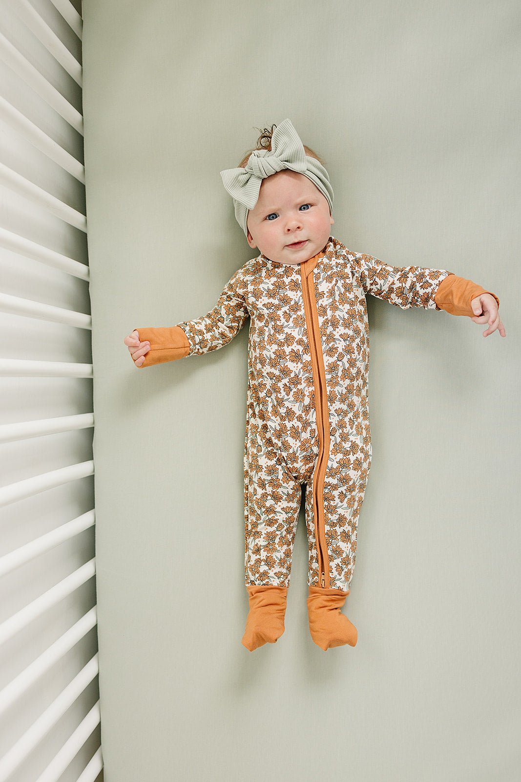 Cream Magnolia Bamboo Zipper - Tenth &amp; Pine - Zip Pajama - NB - Mebie Baby