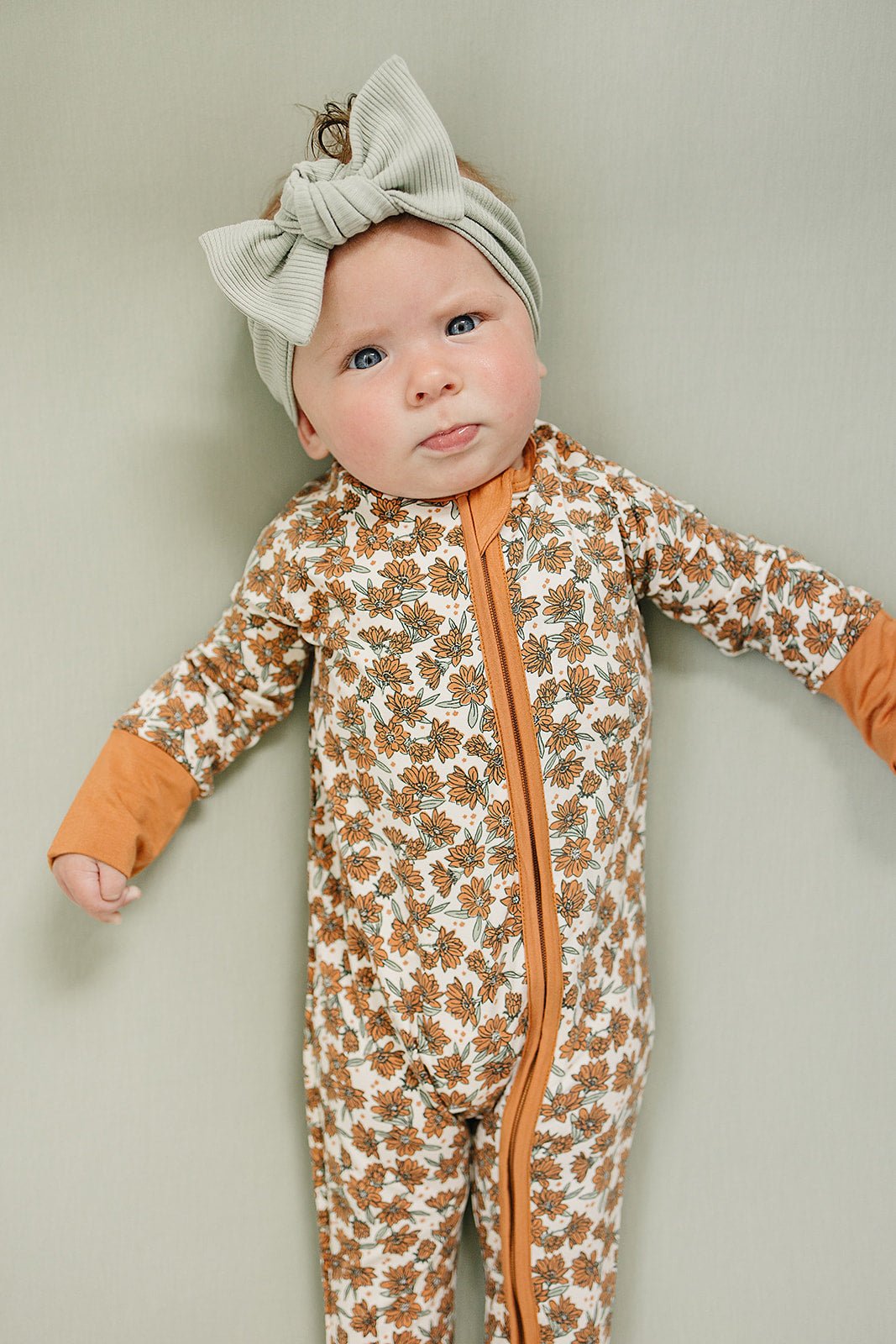 Cream Magnolia Bamboo Zipper - Tenth &amp; Pine - Zip Pajama - NB - Mebie Baby