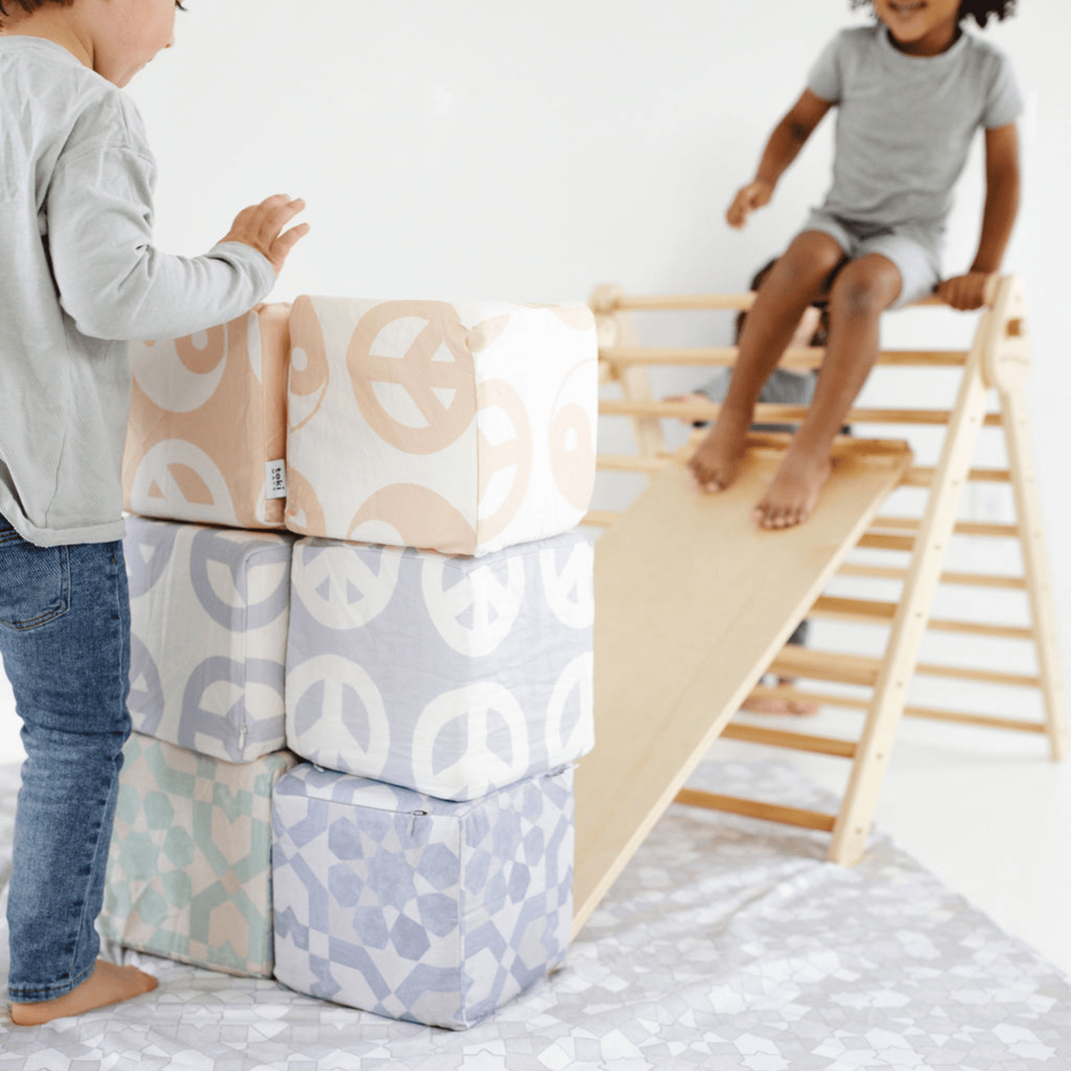 Cream Peace Sign Play Cube - Tenth &amp; Pine - Play Cube - 
