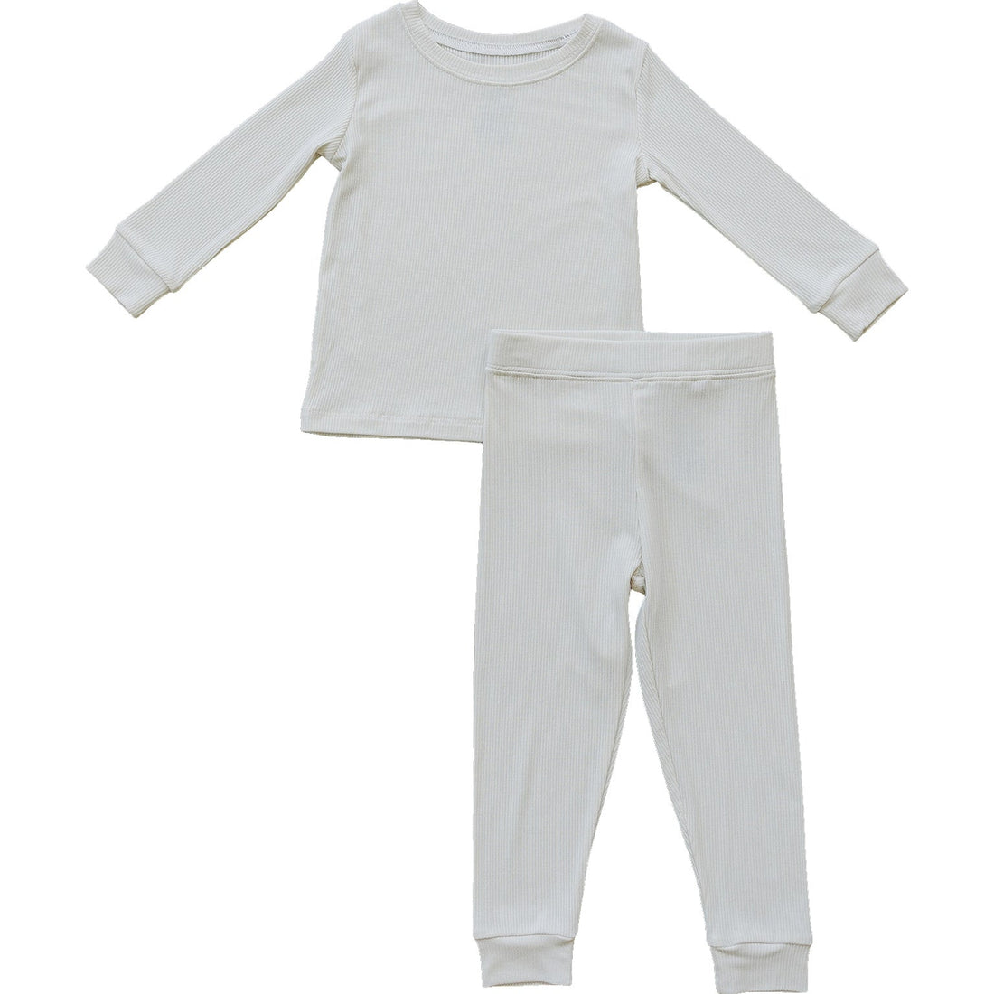 Cream Ribbed Bamboo Cozy Set - Tenth & Pine - Bamboo 2 Piece PJ - 6 - 12 - Mebie Baby