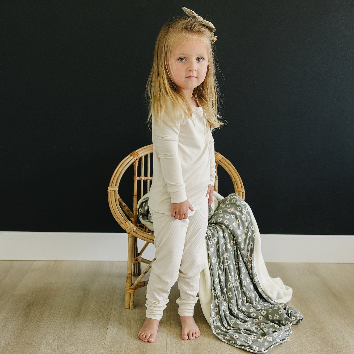 Cream Ribbed Bamboo Cozy Set - Tenth &amp; Pine - Bamboo 2 Piece PJ - 6 - 12 - Mebie Baby