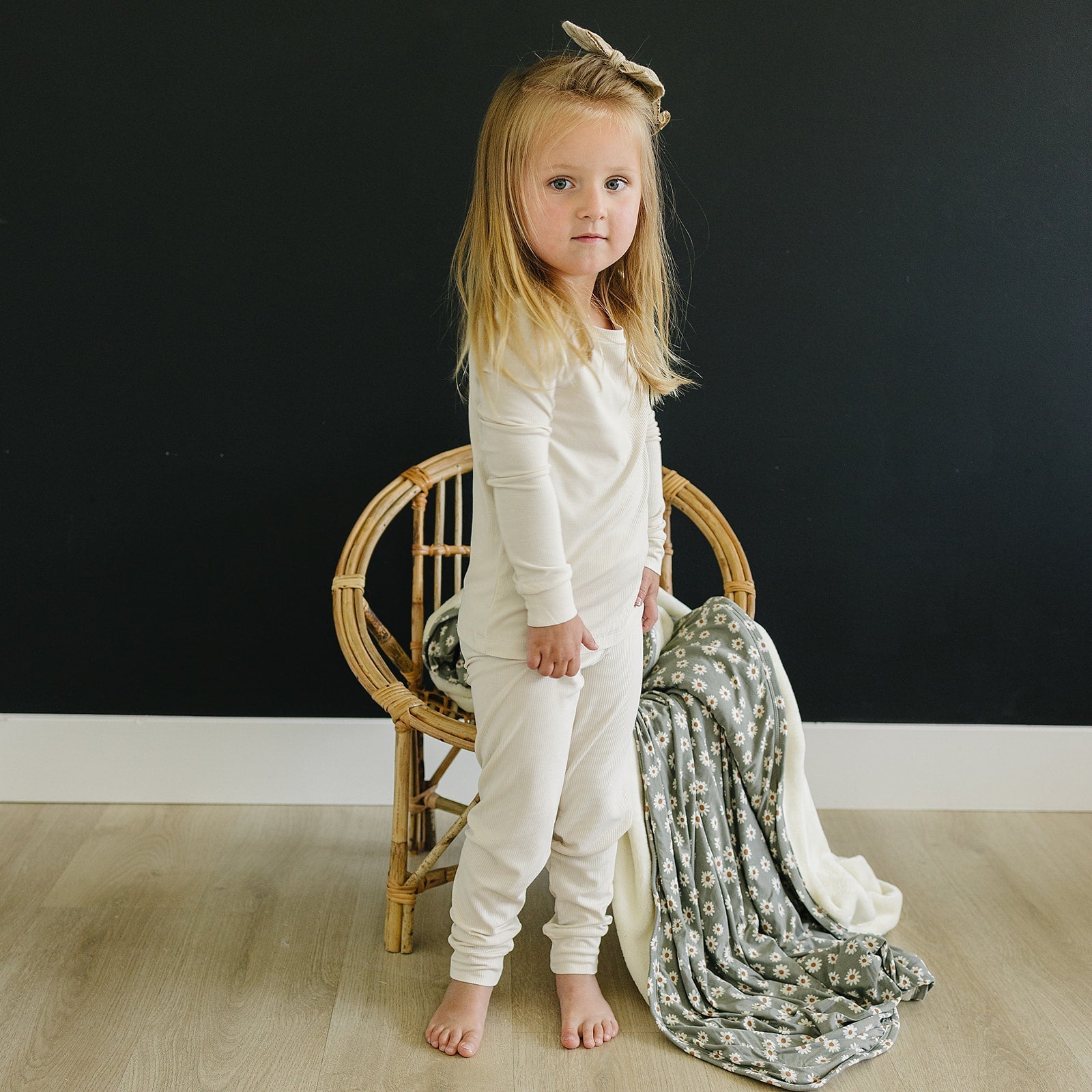 Cream Ribbed Bamboo Cozy Set - Tenth &amp; Pine - Bamboo 2 Piece PJ - 6 - 12 - Mebie Baby