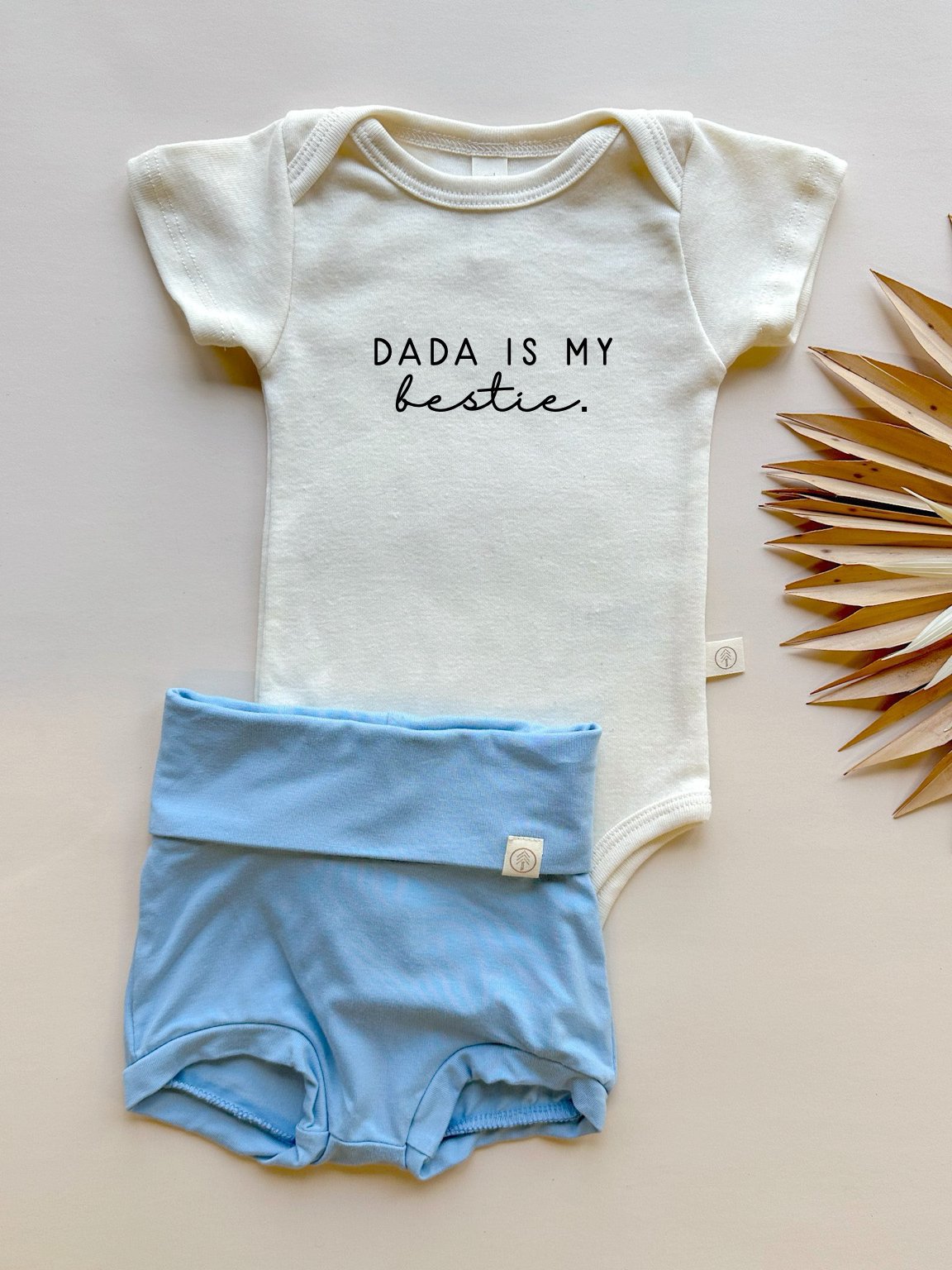 Dada Bestie | Bamboo Fold Over Bloomers and Organic Cotton Bodysuit Set | Ocean - Tenth &amp; Pine - Bloomers + Bodysuit Set