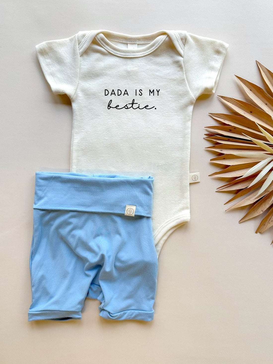 Dada Bestie | Bamboo Fold Over Shorties and Organic Cotton Bodysuit Set | Ocean - Tenth &amp; Pine - Shorties + Bodysuit Set