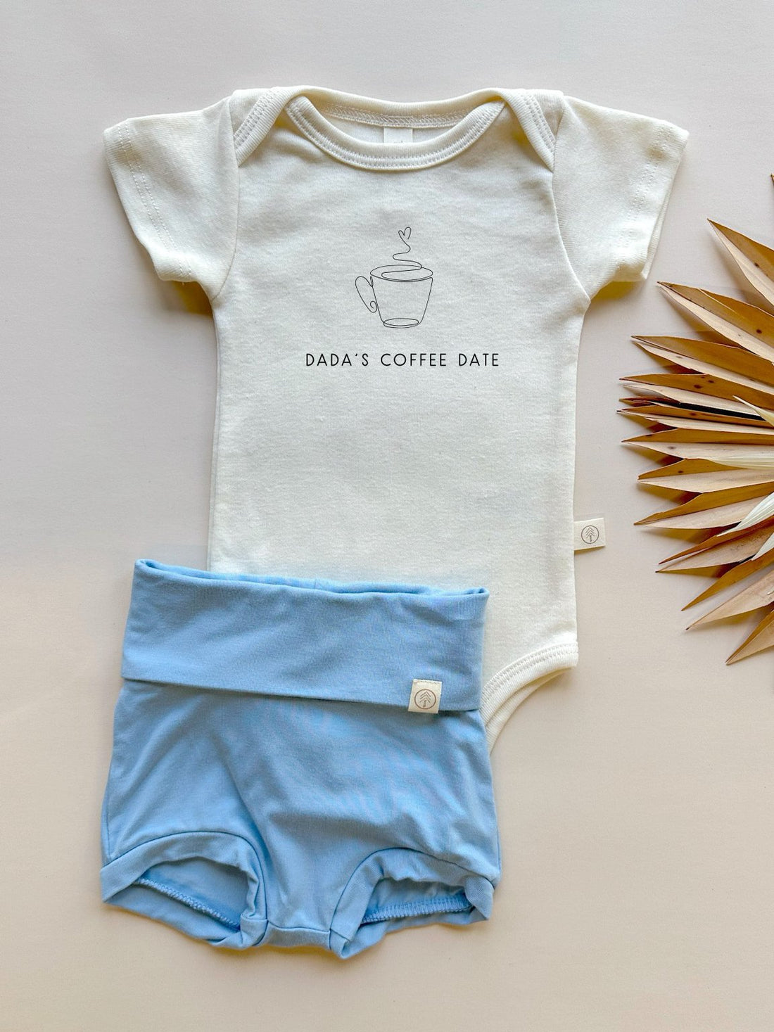 Dadas Coffee Date | Bamboo Fold Over Bloomers and Organic Cotton Bodysuit Set | Ocean - Tenth &amp; Pine - Bloomers + Bodysuit Set