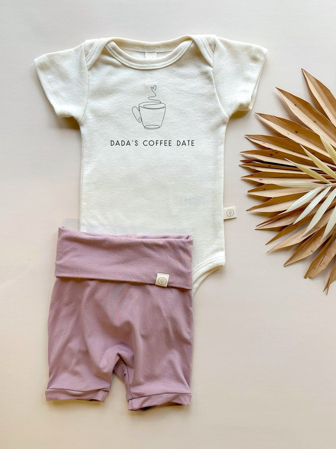 Dadas Coffee Date | Bamboo Fold Over Shorties and Organic Cotton Bodysuit Set | Periwinkle - Tenth &amp; Pine - Shorties + Bodysuit Set