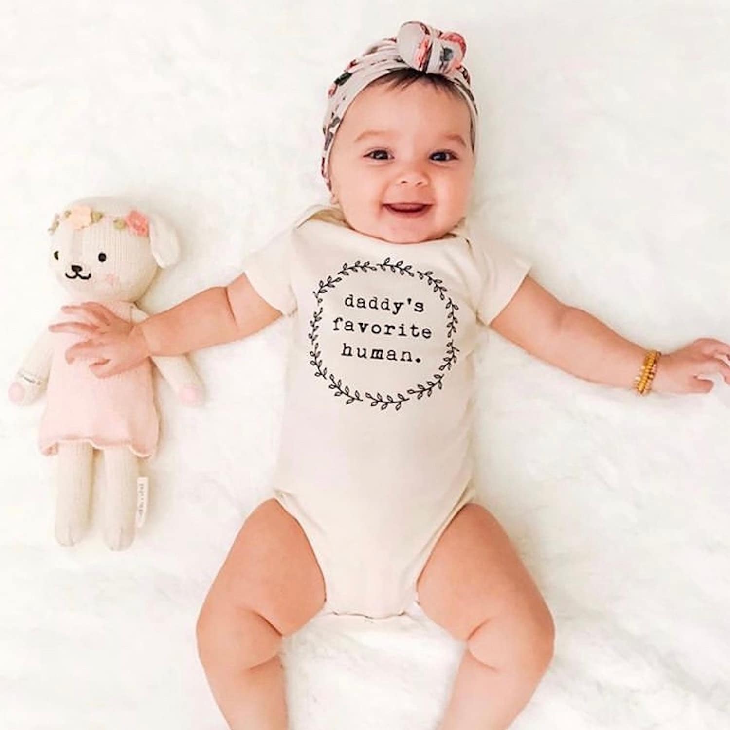 Daddy's Favorite Human Onesie®, Baby, Girl, Boy, Infant, Toddler, Newborn, Organic, Bodysuit, Outfit, One Piece, Unisex,Gender Neutral,Words - Tenth & Pine - Bodysuits - 0 - 3 months