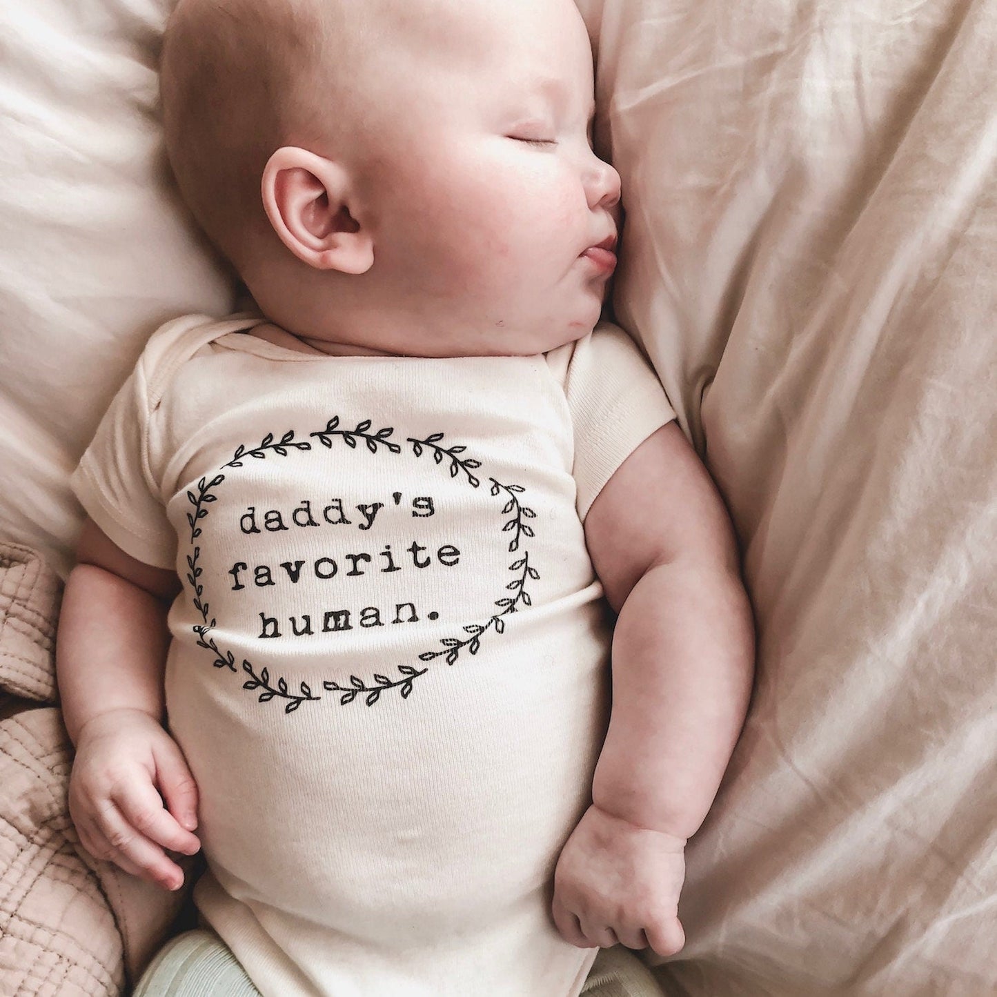 Daddy's Favorite Human Onesie®, Baby, Girl, Boy, Infant, Toddler, Newborn, Organic, Bodysuit, Outfit, One Piece, Unisex,Gender Neutral,Words - Tenth & Pine - Bodysuits - 0 - 3 months