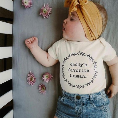 Daddy's Favorite Human Onesie®, Baby, Girl, Boy, Infant, Toddler, Newborn, Organic, Bodysuit, Outfit, One Piece, Unisex,Gender Neutral,Words - Tenth & Pine - Bodysuits - 0 - 3 months