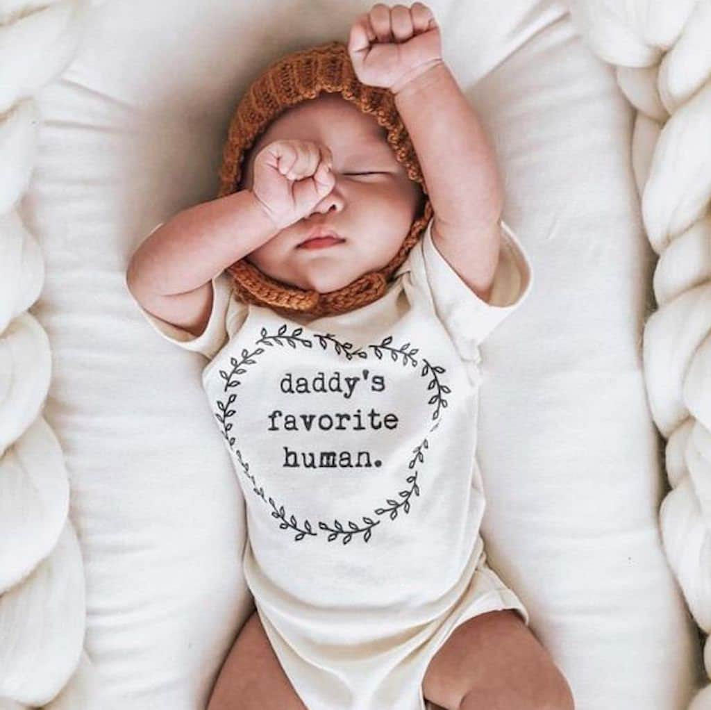 Daddy's Favorite Human Onesie®, Baby, Girl, Boy, Infant, Toddler, Newborn, Organic, Bodysuit, Outfit, One Piece, Unisex,Gender Neutral,Words - Tenth & Pine - Bodysuits - 0 - 3 months