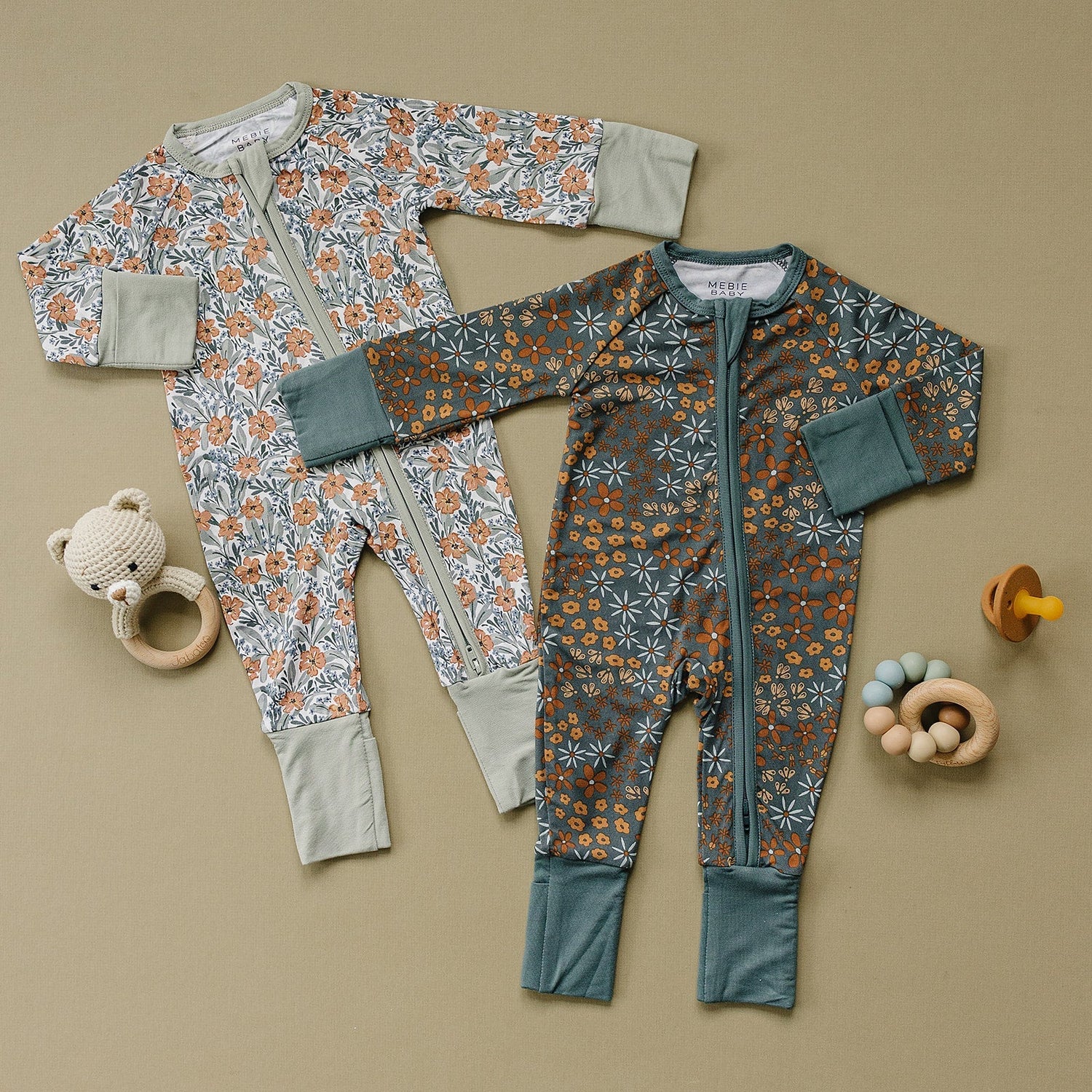 Dainty Meadow Bamboo Zipper - Tenth &amp; Pine - zip rompers - NB - Mebie Baby