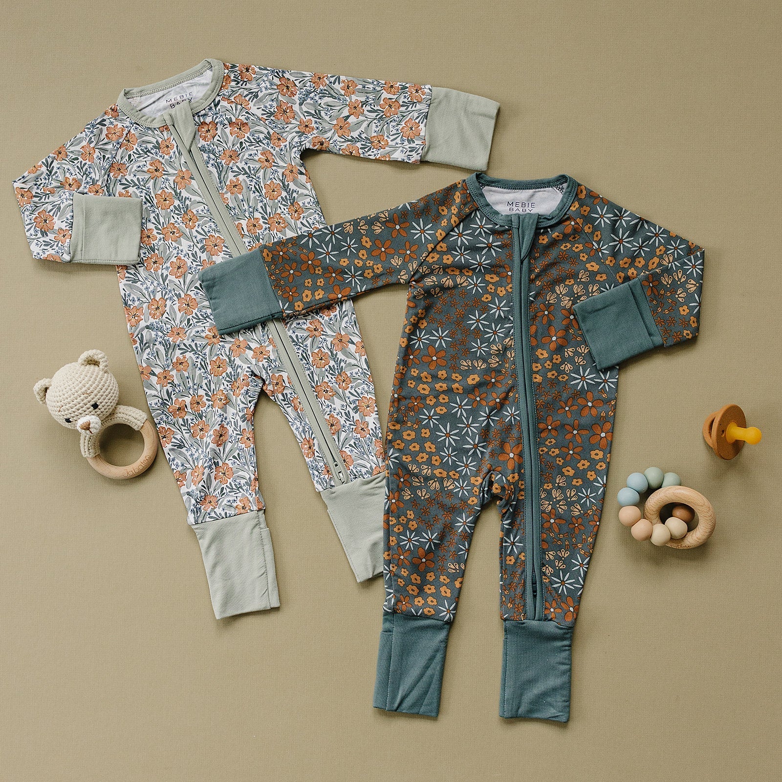 Dainty Meadow Bamboo Zipper - Tenth &amp; Pine - zip rompers - NB - Mebie Baby