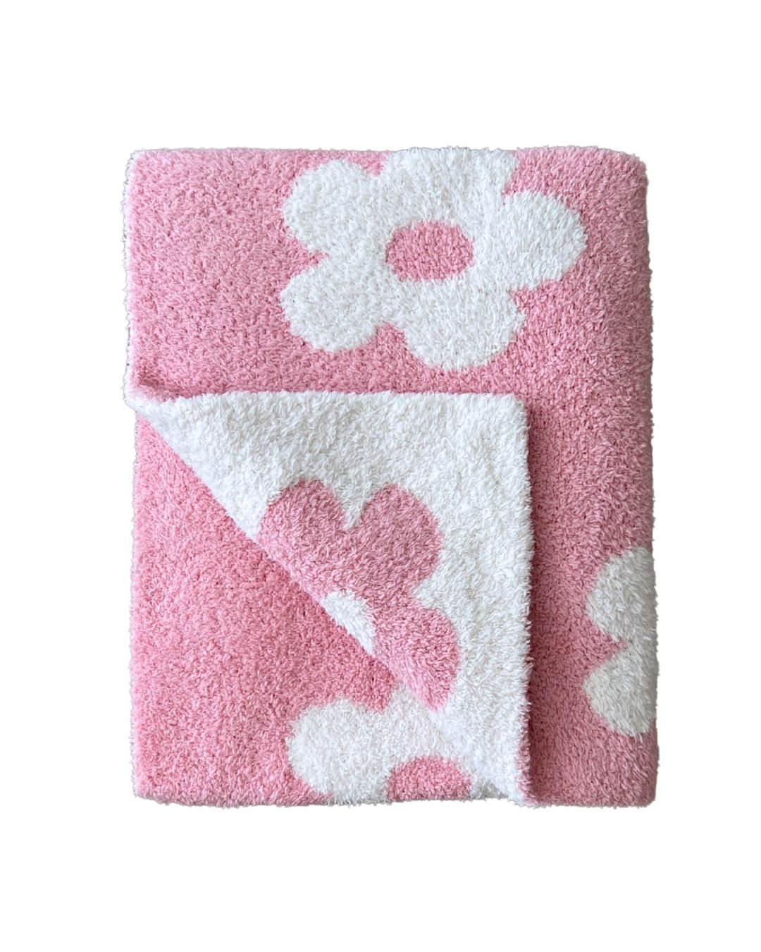 Daisy Fuzzy Blanket | Pink - Tenth &amp; Pine - Plush Blanket - 